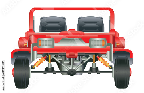 Red off road truck, front view. Sport car isolated in white background. Concept of abstract SUV vehicle. Vector Illustration