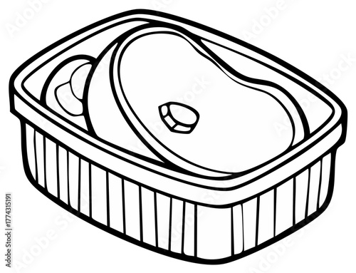 Illustration of Sardines in a Can Ready to Eat Seafood Snack in Black and White