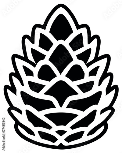 Stylized hop cone illustration, minimalist black and white design