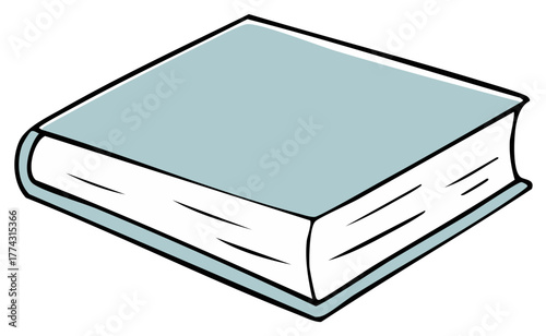 Closed Light Blue Hardcover Book Illustration Cartoon Style Simple Design