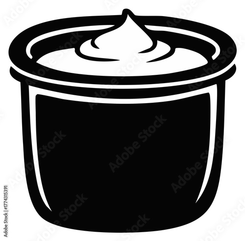Creamy sauce in small serving cup icon for food condiments