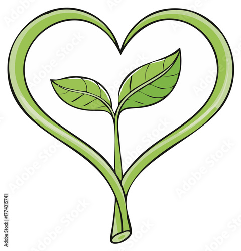 Green heart sprout nurturing new life symbol of growth and nature