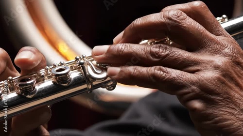 Extreme macro close-up of flute valves opening to allow a fuller, richer sound, a metaphor for nitric oxide flow.