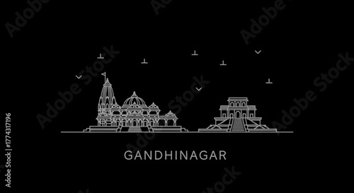Gandhinagar Skyline with Famous Temples and Landmarks