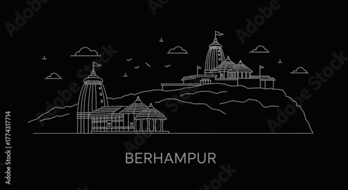 Berhampur India Skyline Outline Art
