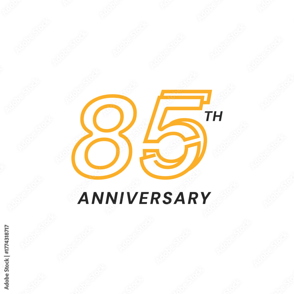 Fototapeta premium 85 Th Anniversary Celebration Flat Line Vector Template Design Illustration