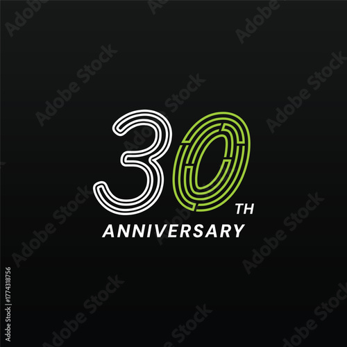30 Th Anniversary Celebration Flat Line Vector Template Design Illustration