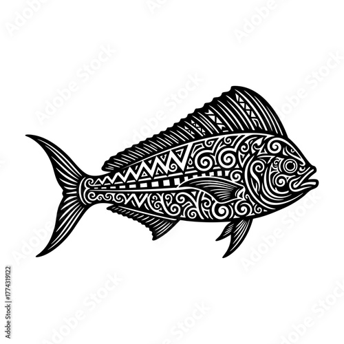 Tribal Polynesian Mahi Mahi Silhouette