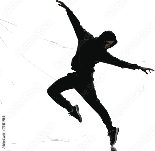 silhouette of a young man jumping