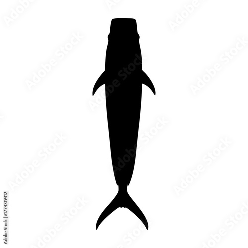 Mahi Mahi Fish Top Down View Silhouette