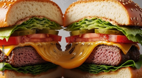 Delicious burger with fresh ingredients and melted cheese.