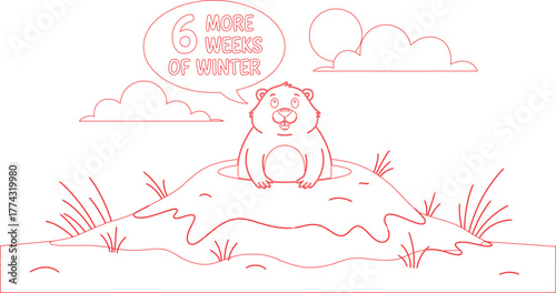 Groundhog Day Outline Six More Weeks of Winter Prediction with Clouds