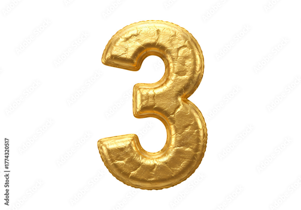 Naklejka premium Shiny gold number 3 balloon celebrates success