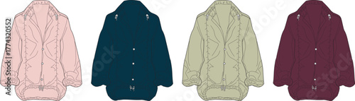 Stylish jacket designs in various colors A modern apparel concept for fashion and style