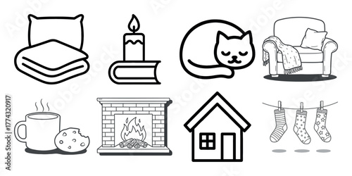 Illustrations comparing home living versus cozy lifestyle choices