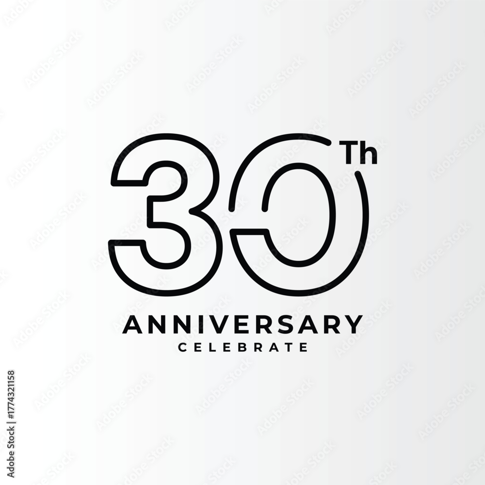 Obraz premium 30 Th Anniversary Celebration Black Line Vector Template Design Illustration
