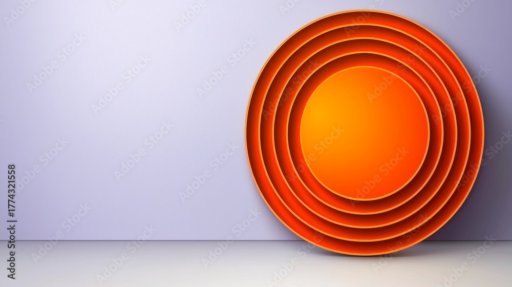 Fototapeta premium Orange Circles Display on Light Gray Wall