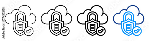 Cloud Security Icon Different Style Outline Collection Set