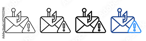 Phishing Attack Icon Different Style Outline Collection Set
