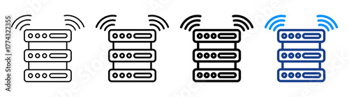 Smart Server Icon Different Style Outline Collection Set