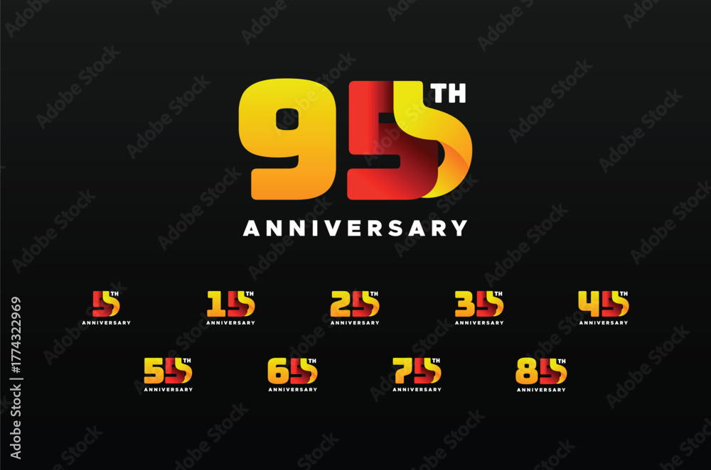Fototapeta premium 95 Th Anniversary Celebration Gradient Vector Template Design Illustration