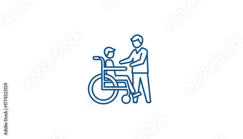 Caring caregiver assists elderly person in wheelchair promoting independence and compassion in healthcare settings, Generative AI.