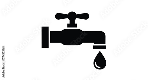 Leaking water faucet dripping a single drop symbolizing conservation and resource management needs, Generative AI.