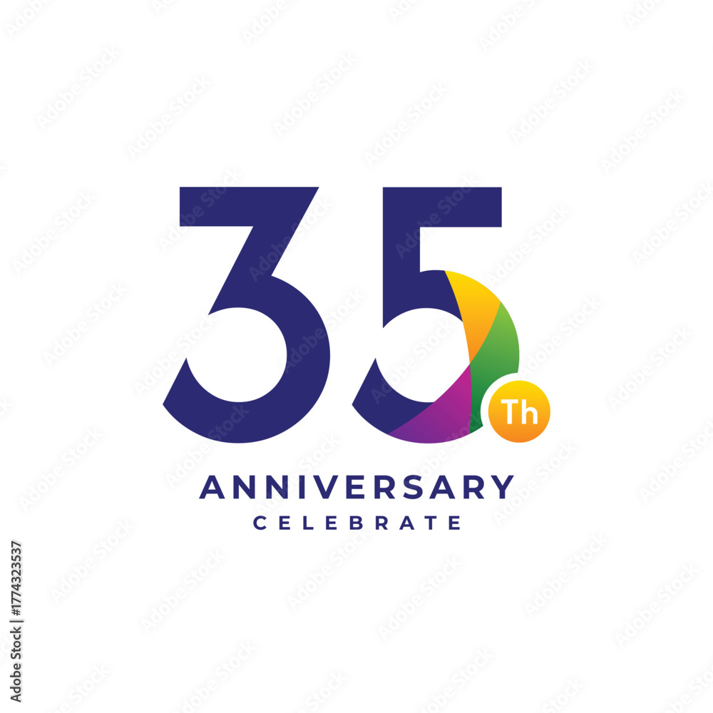 Fototapeta premium 35 Th Anniversary Celebration Gradient Vector Template Design Illustration