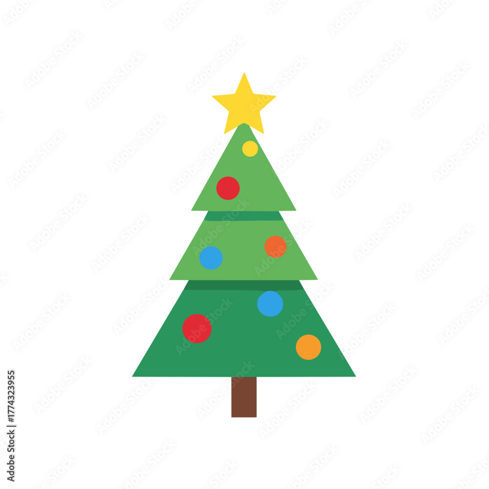 Fototapeta premium Colorful decorative Christmas tree with star on top 