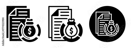 Budget Breakdown Icon Collection Glyph & Mixed Style