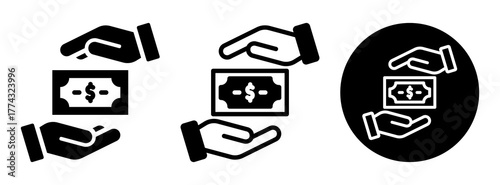 Cash Payment Icon Collection Glyph & Mixed Style