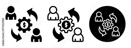 Profit Sharing Icon Collection Glyph & Mixed Style