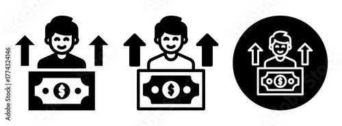 Employee Salary Icon Collection Glyph & Mixed Style