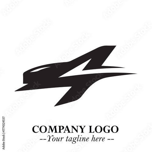 Car Running Fast Logo Symbol in Black on the White Background with Dynamic Speed Design