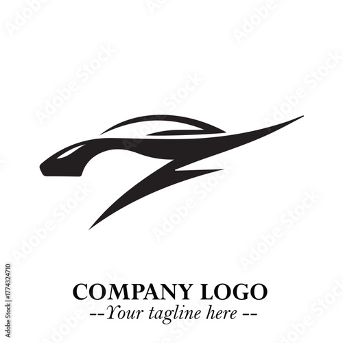 Car Running Fast Logo Symbol in Black on the White Background with Dynamic Speed Design