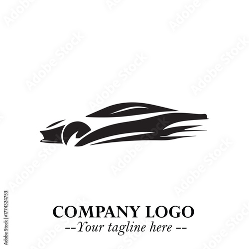 Car Running Fast Logo Symbol in Black on the White Background with Dynamic Speed Design