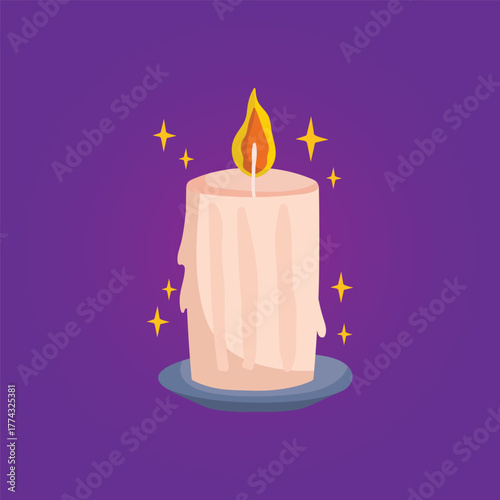 burning candle flame icon style, hanukkah jewish candles.