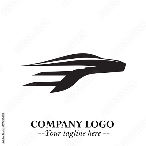 Car Running Fast Logo Symbol in Black on the White Background with Dynamic Speed Design