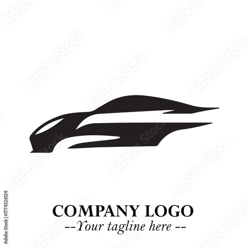 Car Running Fast Logo Symbol in Black on the White Background with Dynamic Speed Design