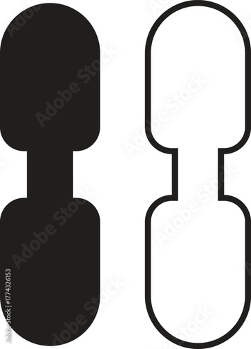 Strap connector tab icon set. Detailed collection of industrial fastening parts and mechanical joint components in flat and outline vectors showing connector shapes for engineering and product design.