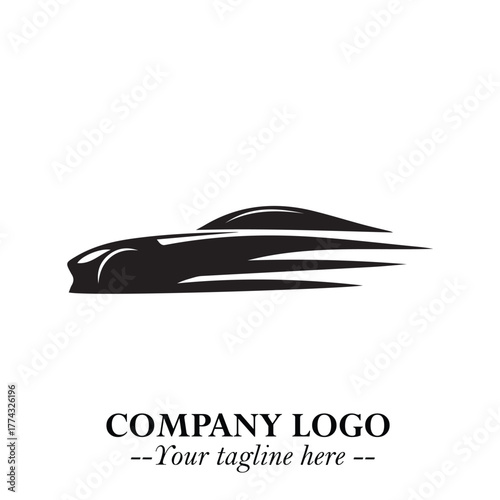 Car Running Fast Logo Symbol in Black on the White Background with Dynamic Speed Design