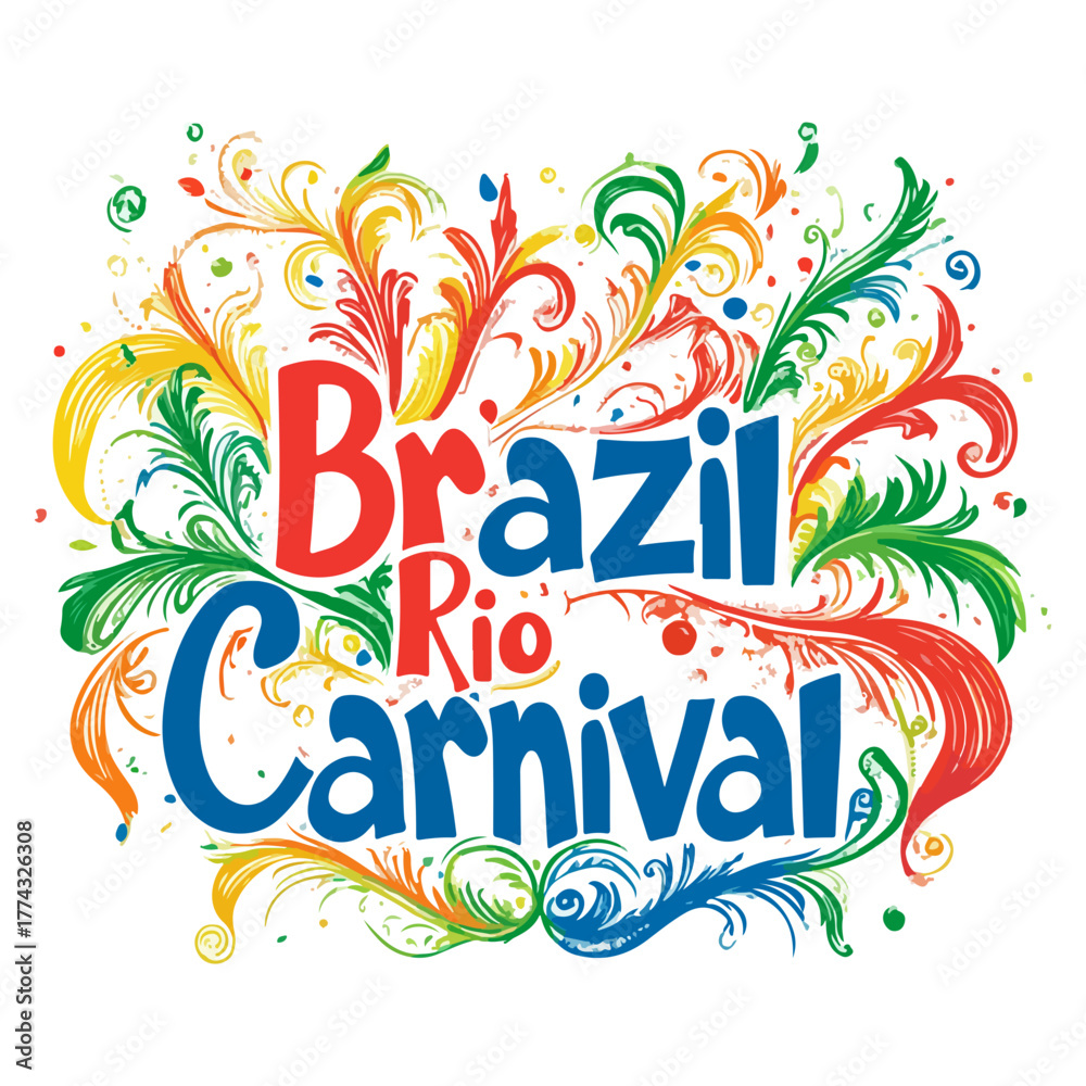 Obraz premium Rio Carnival, South America, festival, celebration, font, vector, transparent background