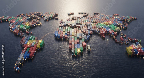 Wallpaper Mural Global Trade Network A World Map of Shipping Containers, International Commerce & Logistics Torontodigital.ca