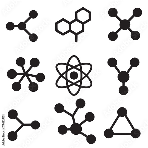 Chemistry Molecule and Atomic Structure Science Icon Set Vector