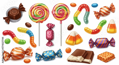 Irresistible collection of colorful candies and chocolates, perfect for celebrations and sweet moments
