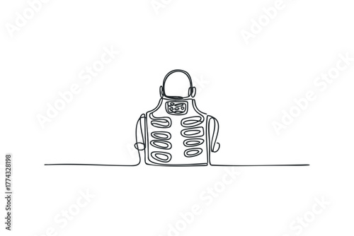 Line drawing of a person wearing a bulletproof vest