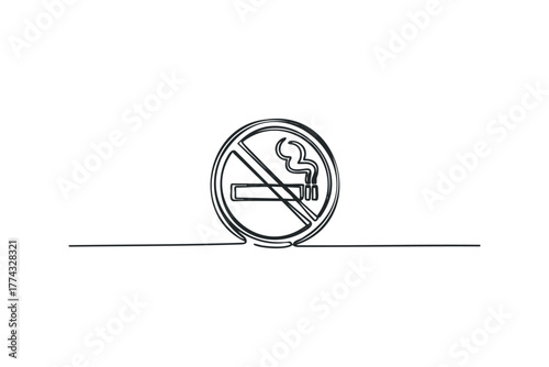 No Smoking Symbol with Cigarette Smoke