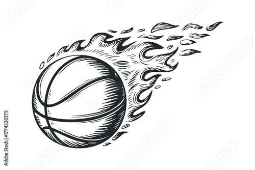 Flaming Basketball Ball Graphic