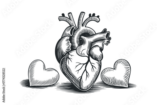 Anatomical Human Heart with Two Hearts