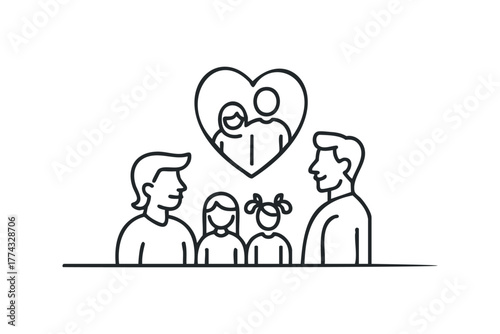 Family love depicted by simple line icon style